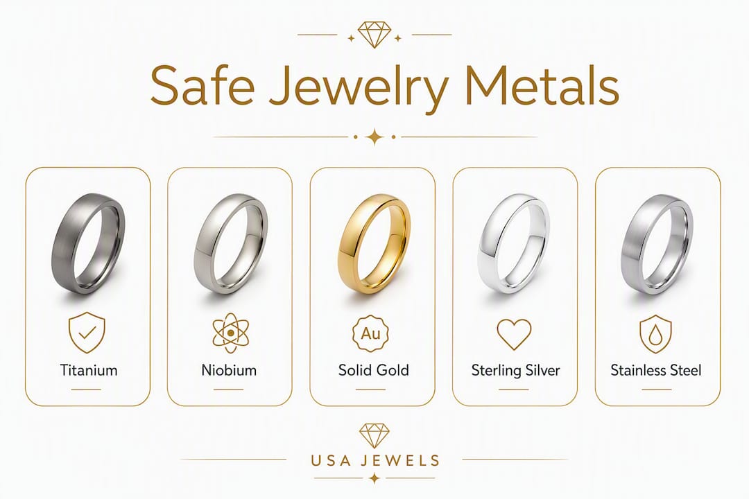Infographic ranking safe metals for children's jewelry
