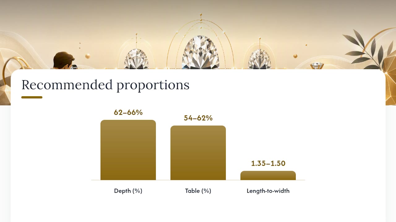 Diagram of diamond proportions versus bow tie effect