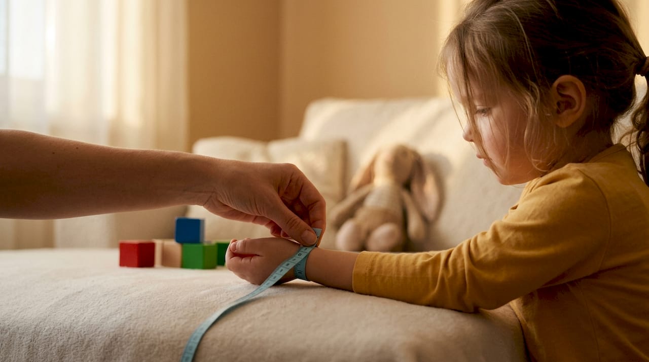 Measuring child's wrist for bracelet size