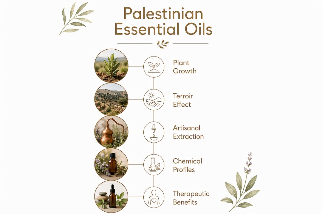 Infographic showing growth to therapeutic stages of oils