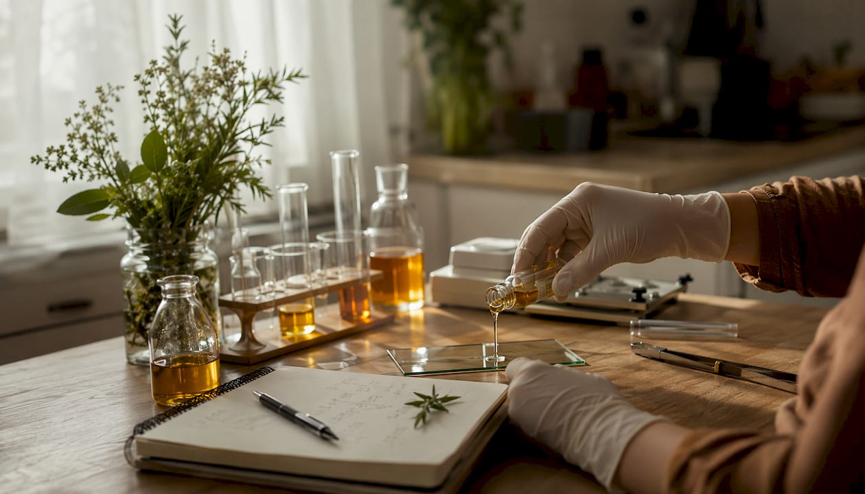 Lab work analyzing sumac seed oil compounds