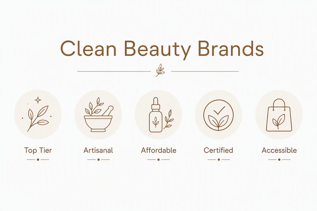Infographic showing clean beauty brand categories and rankings