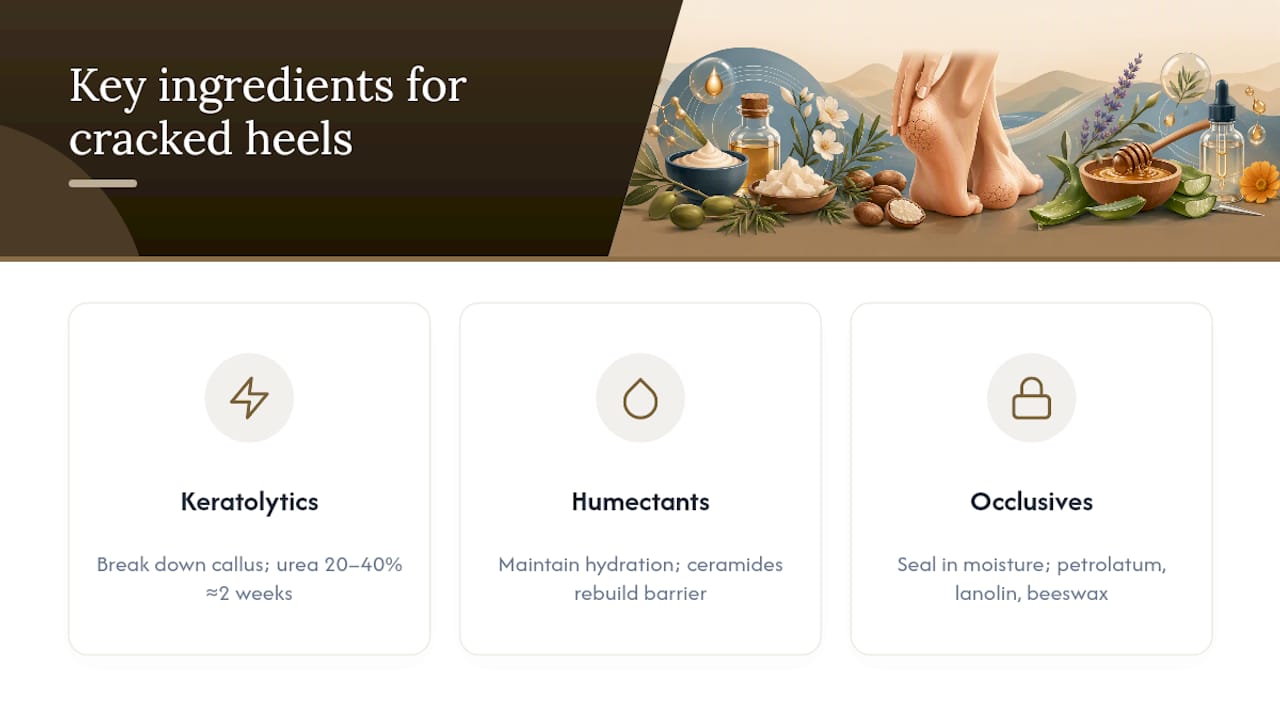 Diagram of ingredient categories healing cracked heels
