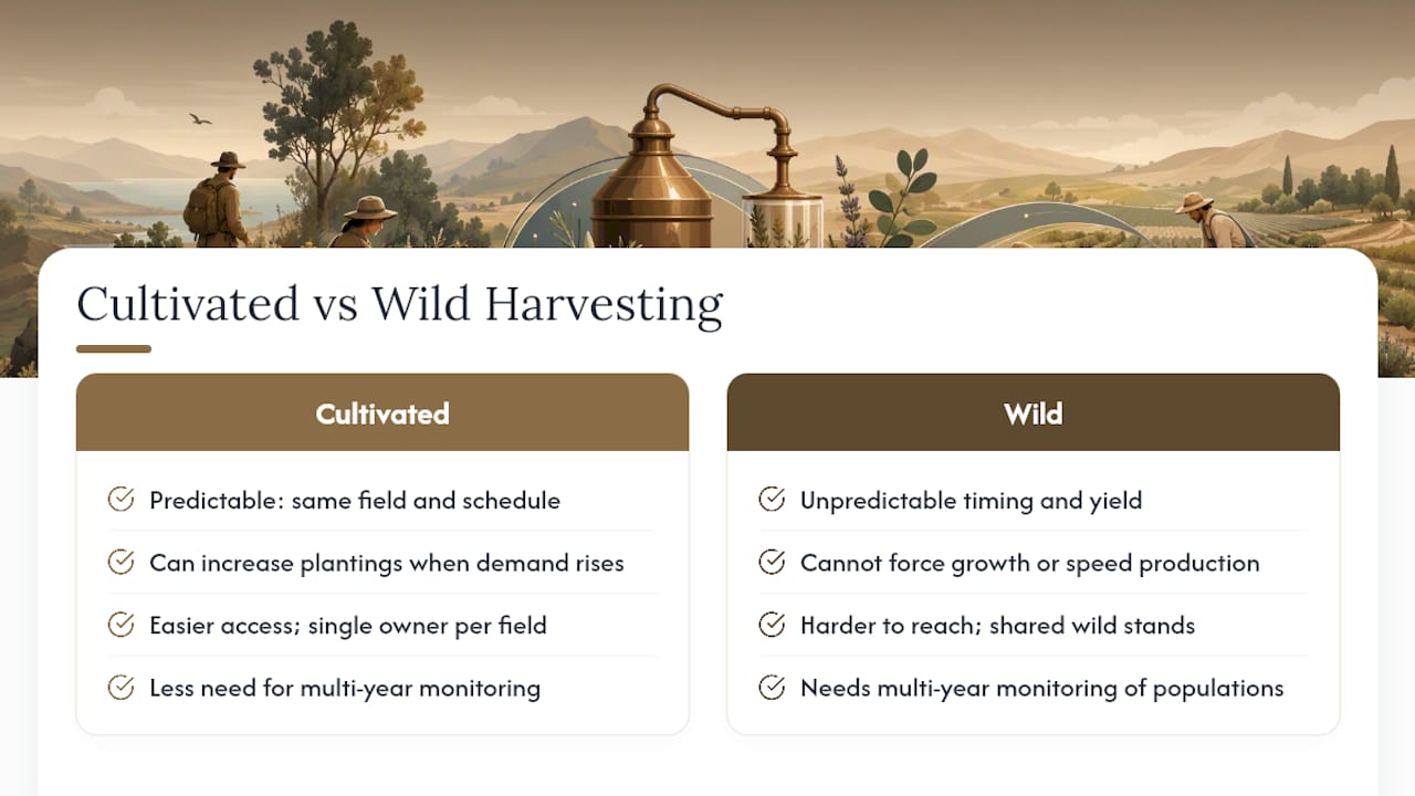 Why Wild Harvesting Plays by Different Rules Than Farming — overview diagram