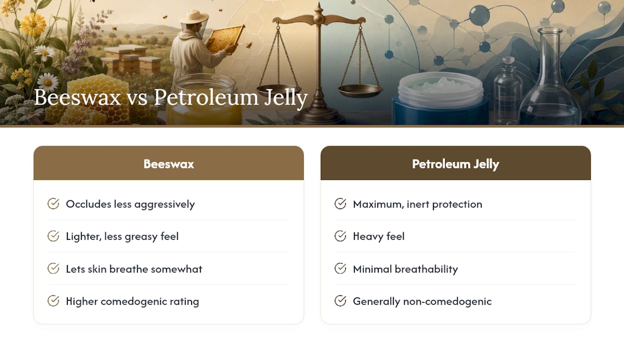Beeswax and petroleum jelly comparison