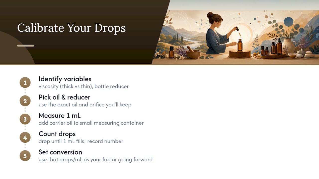 Calibrating essential oil drop size