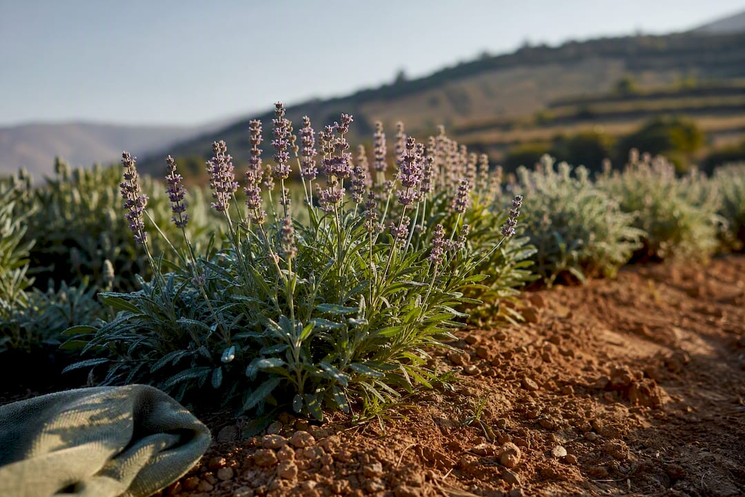 Aromatic plants in contrasting seasonal light