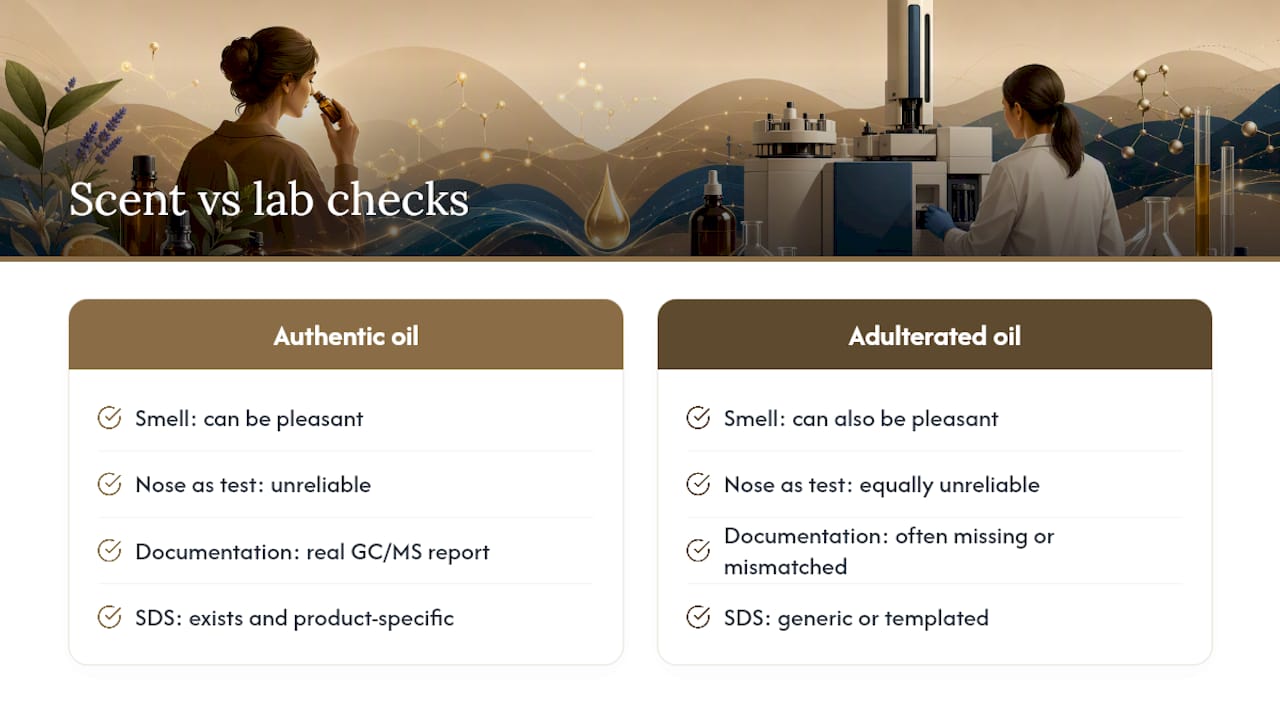 Scent versus chemical oil verification