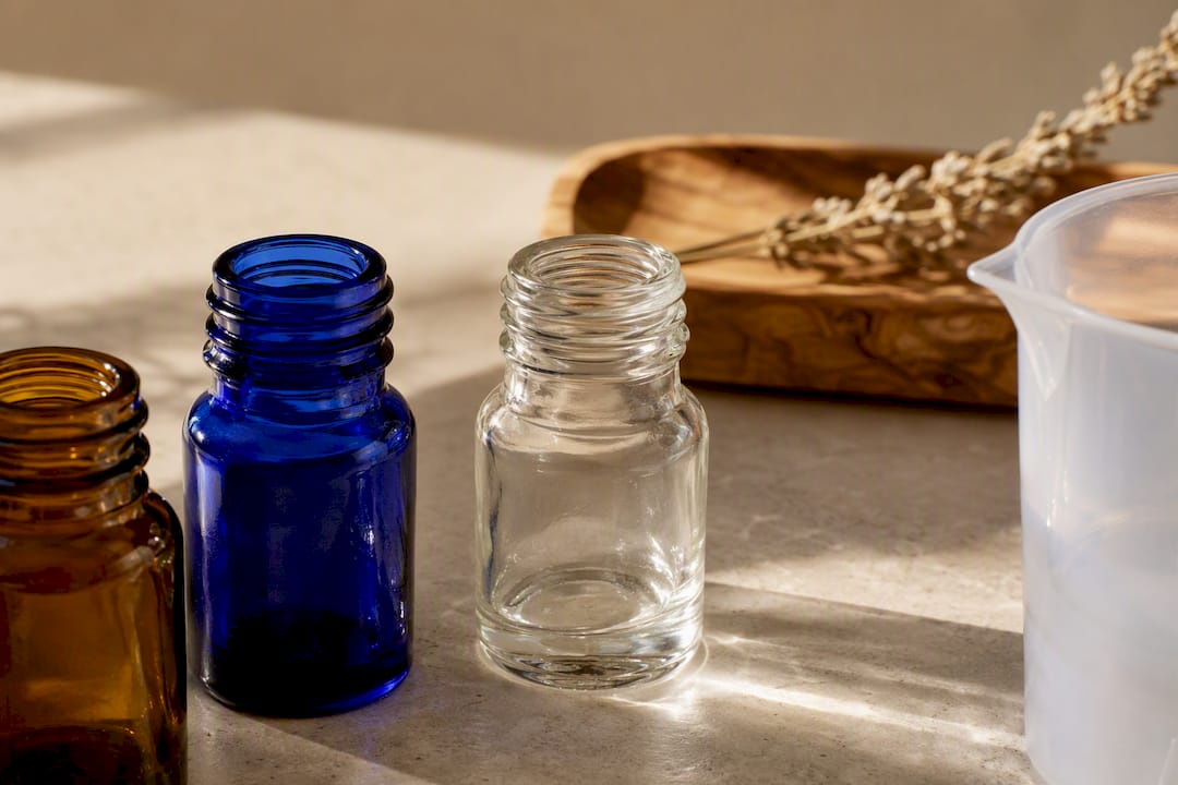 Amber cobalt clear glass material comparison