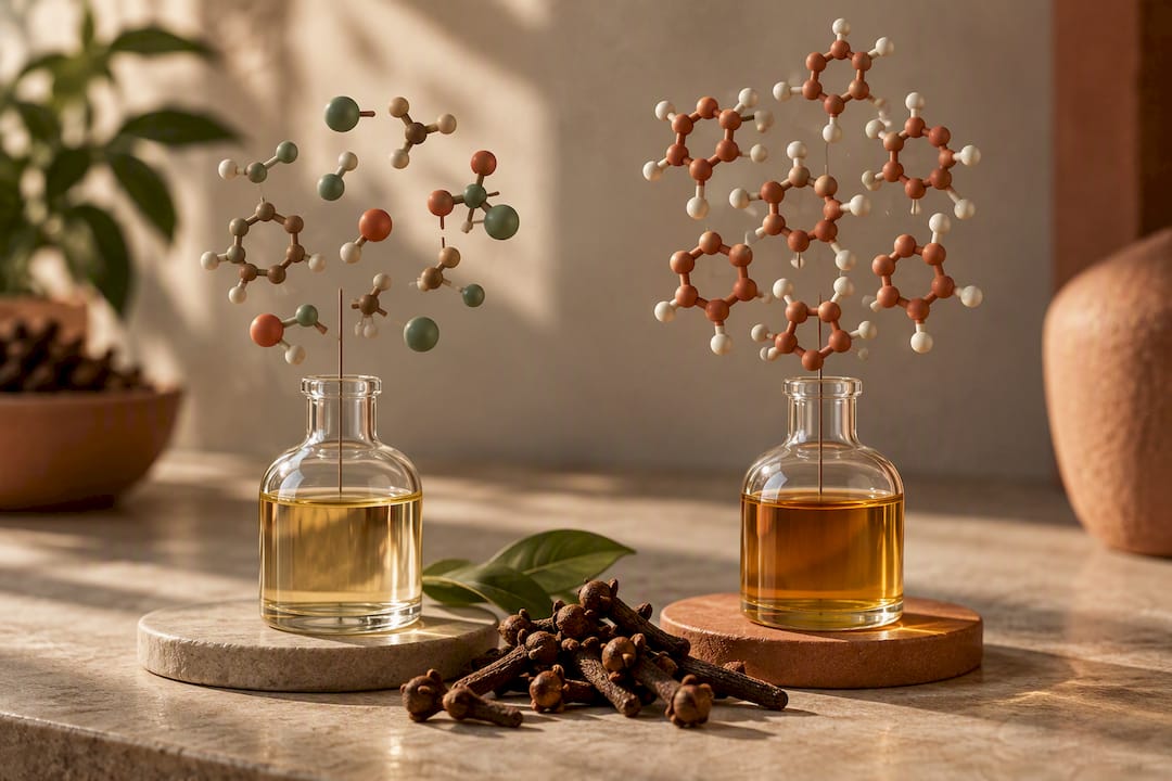 Illustration of differing clove oil compositions