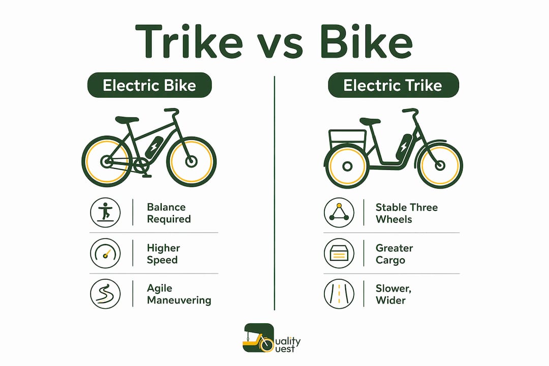 Infographic comparing electric trikes and electric bikes
