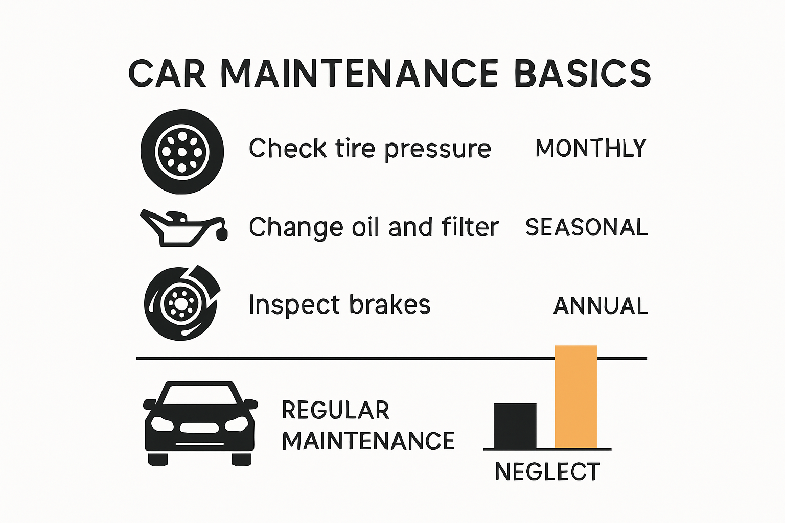 Infographic explaining car maintenance basics and intervals