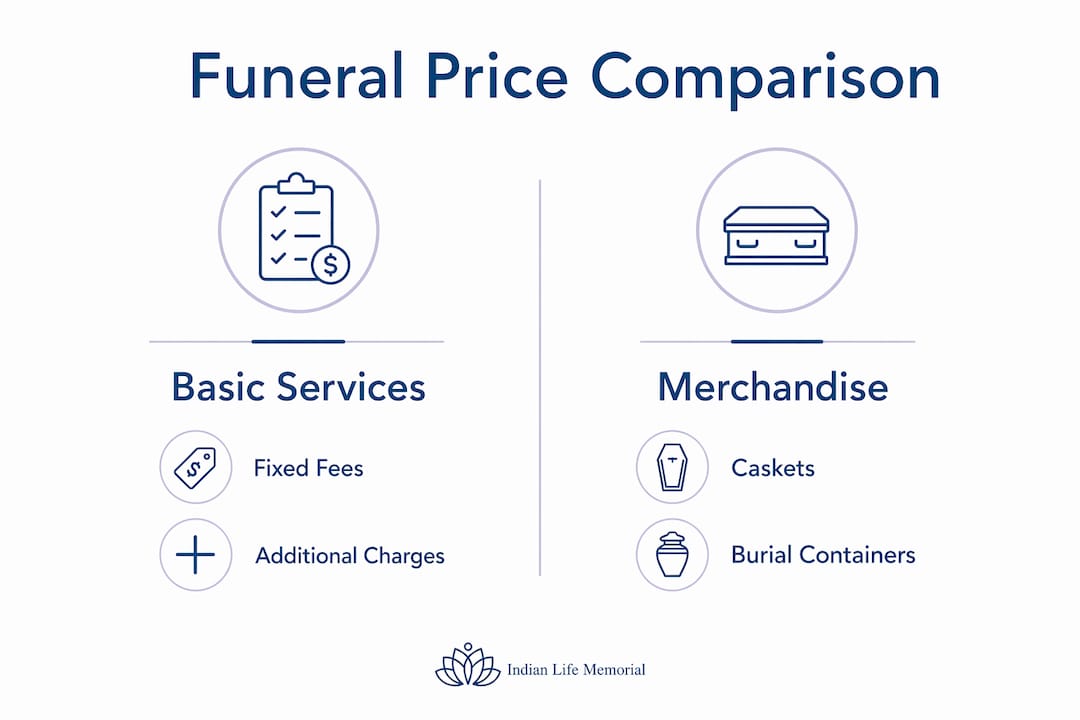 Infographic comparing funeral price categories