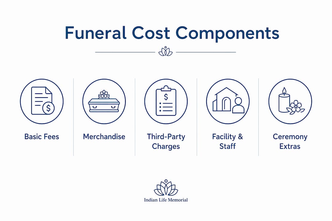 Infographic illustrating main funeral cost components