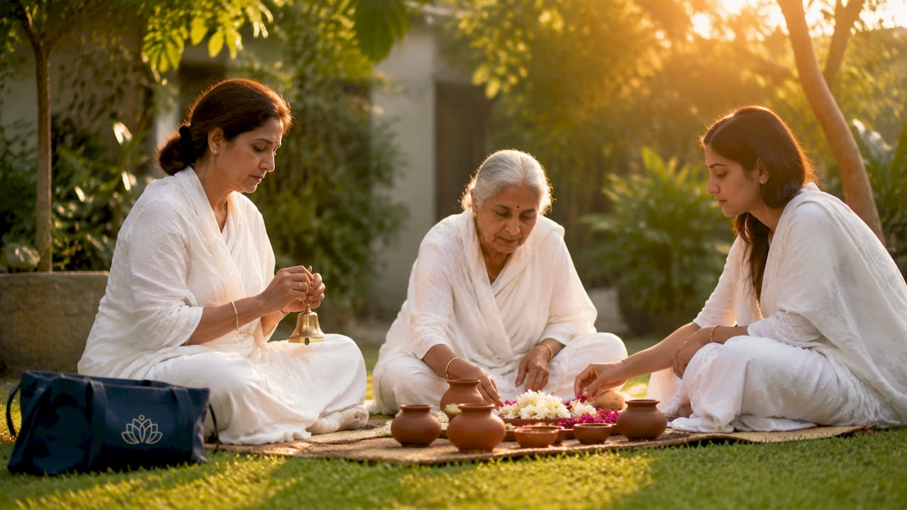 Women performing Hindu funeral mourning rituals
