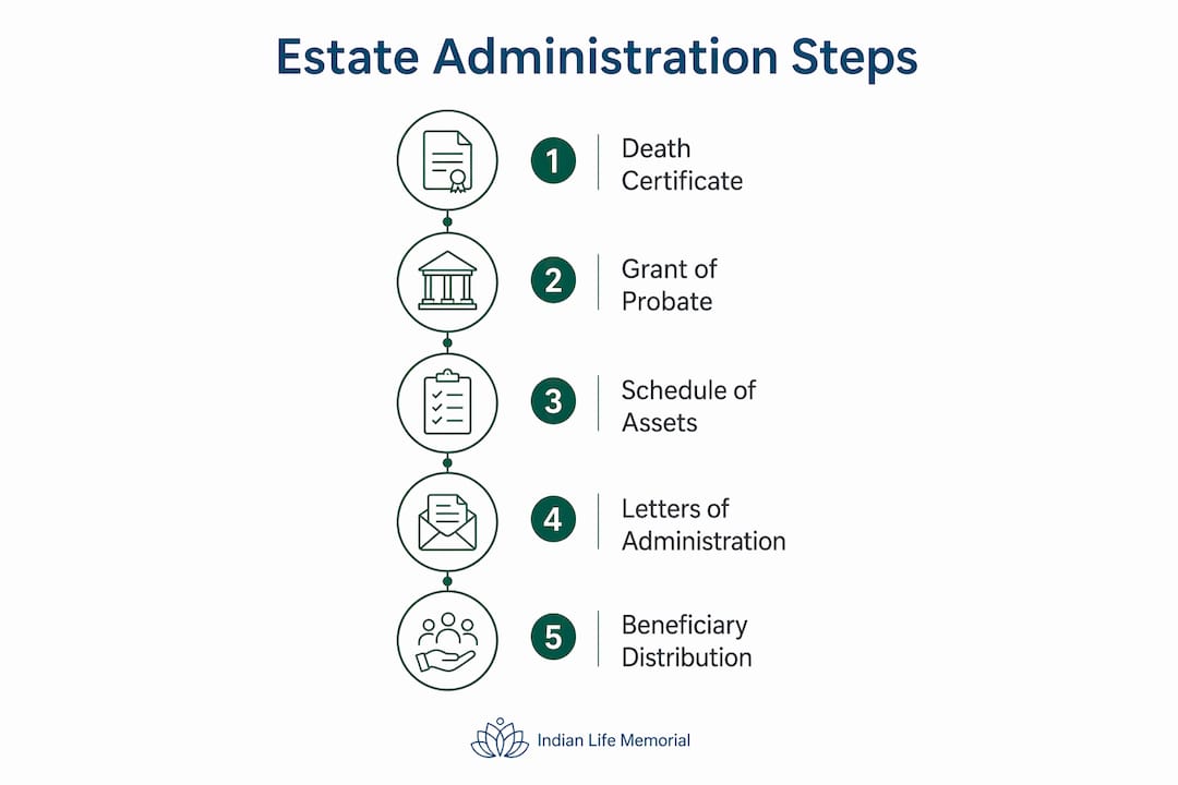 Infographic showing estate administration key steps