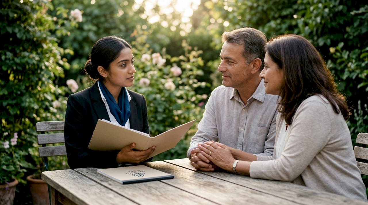 Funeral director supporting family during planning