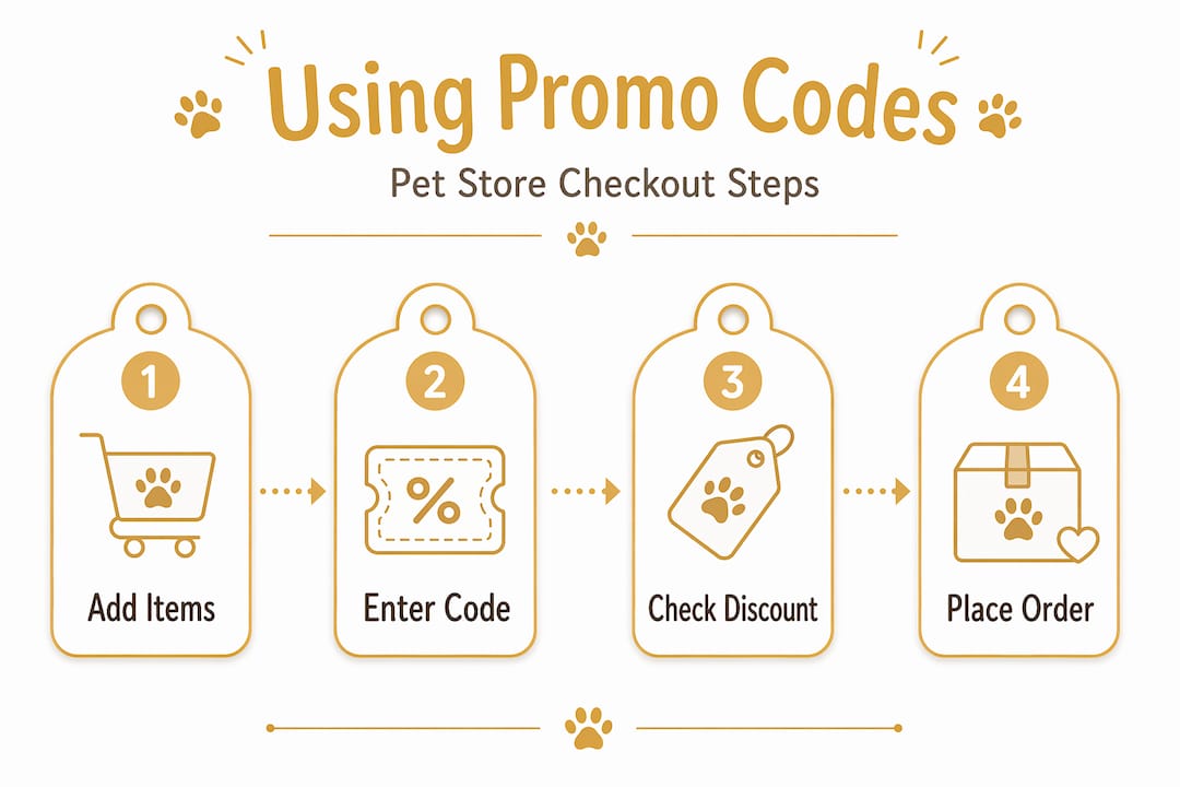 Infographic shows steps to use pet store promo codes