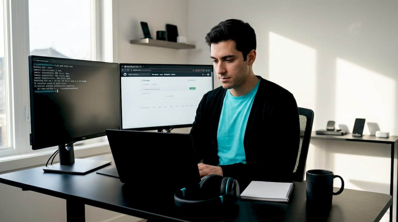 Developer working with private repository home office