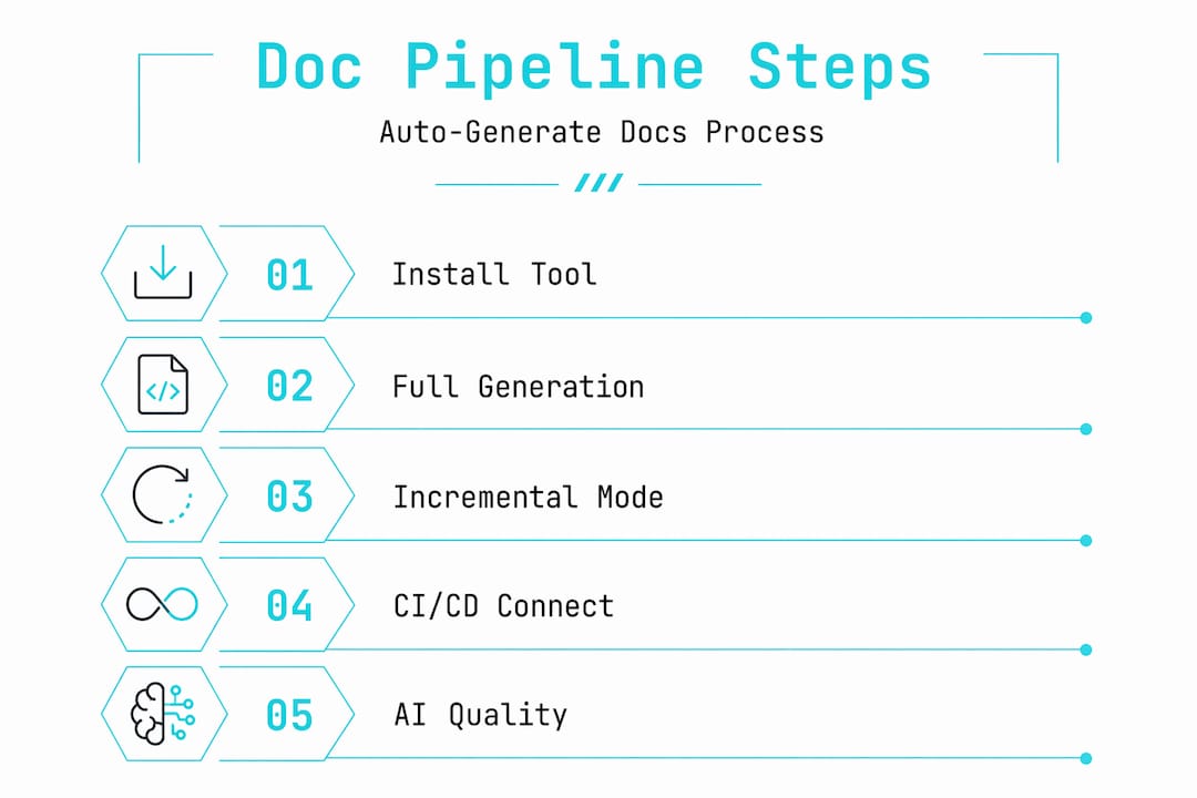 Infographic showing steps to auto-generate code documentation