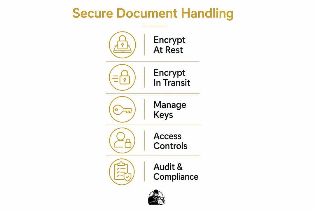 Infographic showing key steps for secure document handling
