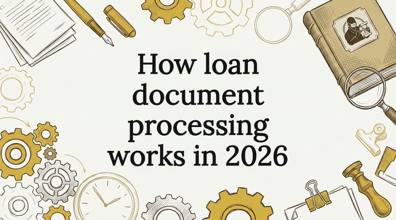 Decorative title card illustration with finance motifs