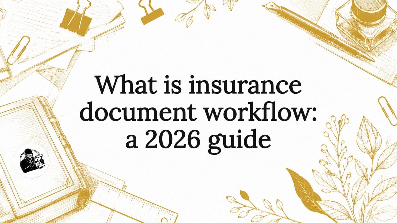 Decorative title card illustration for insurance document workflow