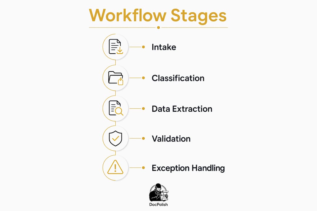 Infographic showing stages of insurance document workflow