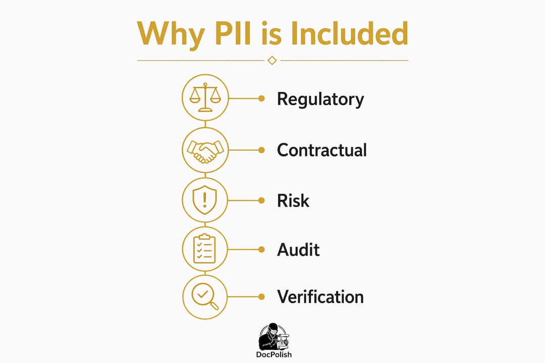 Infographic showing reasons for PII inclusion in contracts