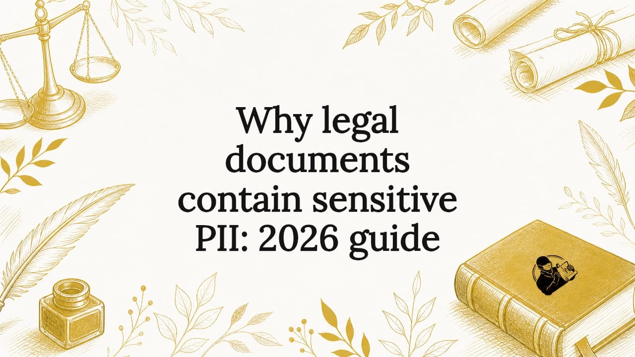 Decorative legal-themed title card illustration