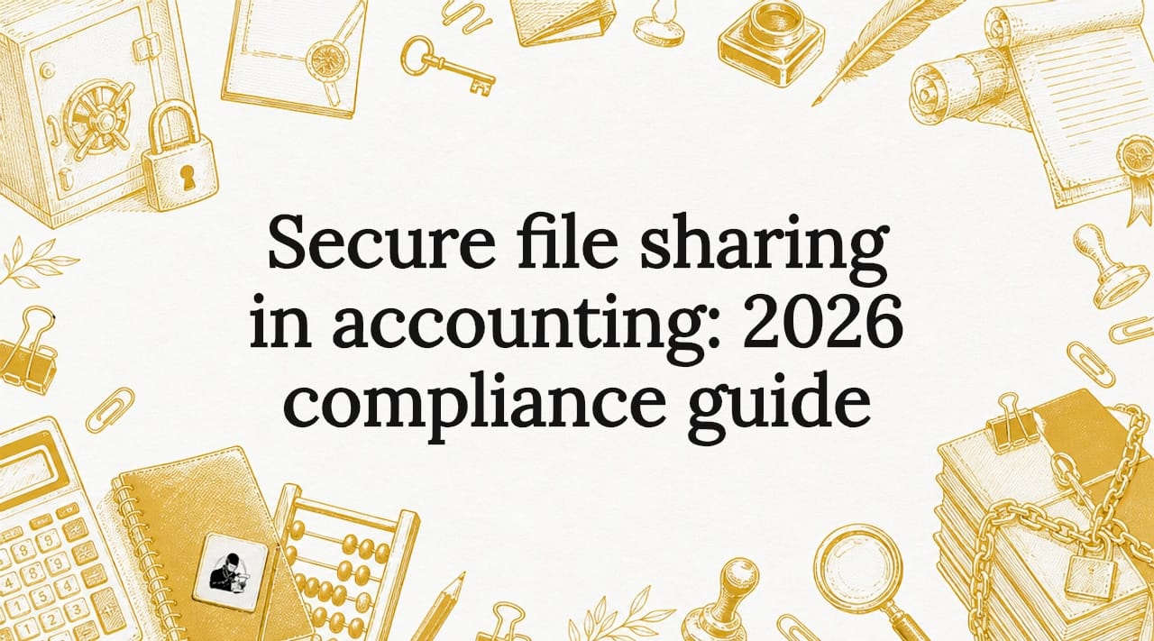 Decorative title card illustration for secure file sharing