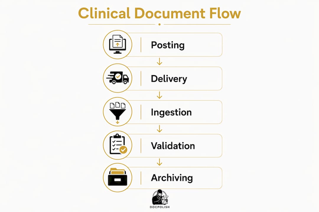 Infographic showing clinical document flow stages