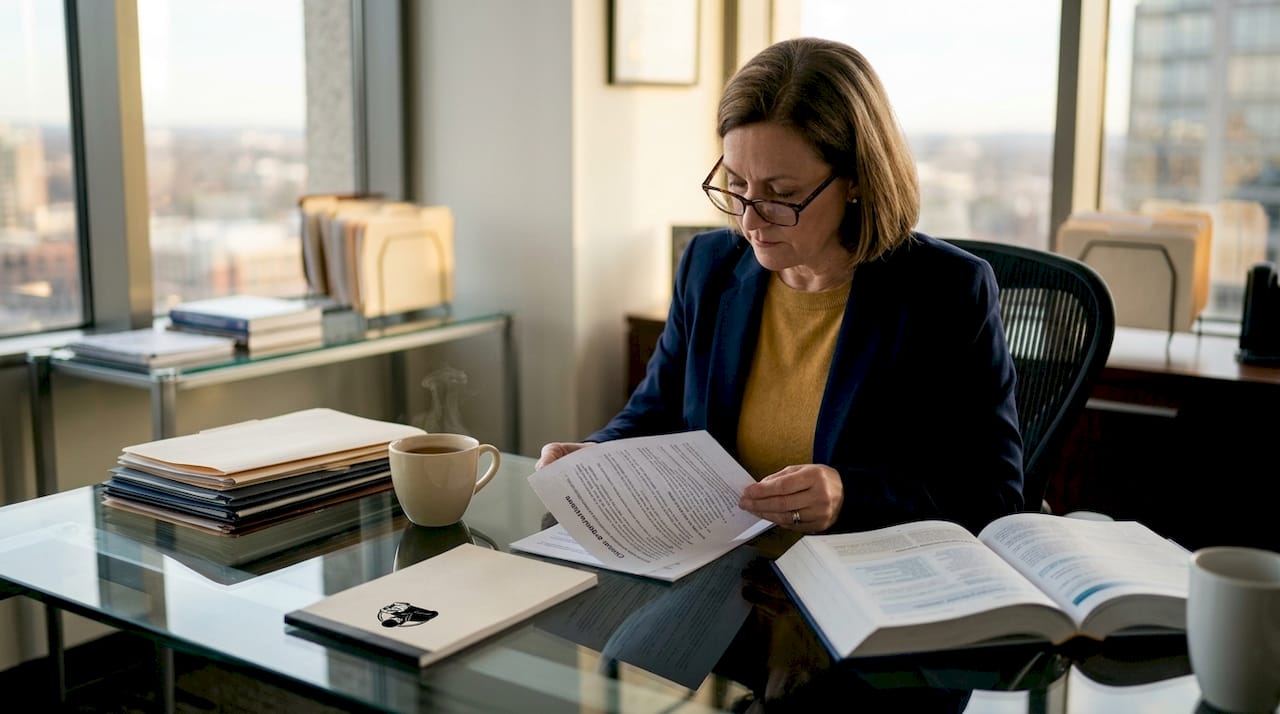 Healthcare worker examining clinical documents