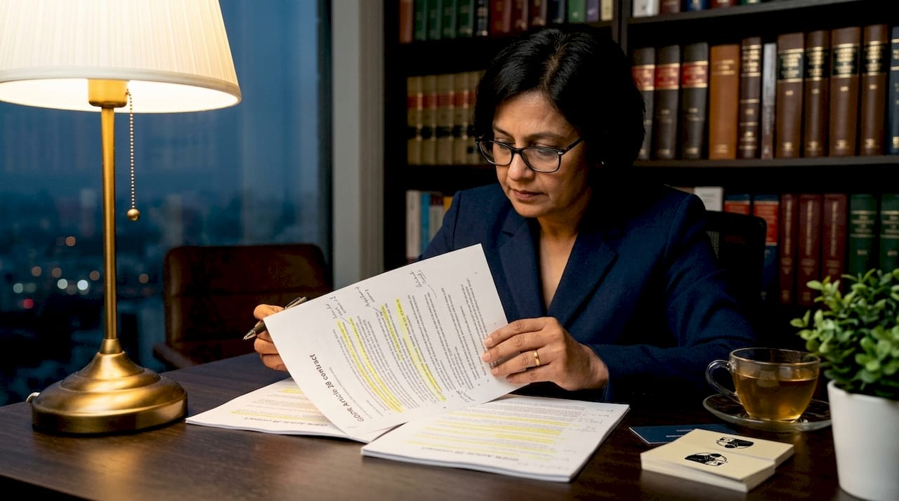 Woman reviewing GDPR contract documents
