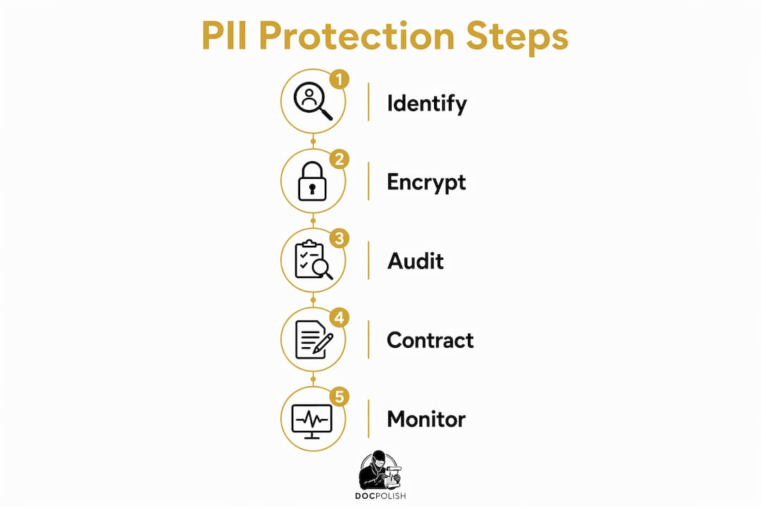 Infographic showing essential PII protection steps