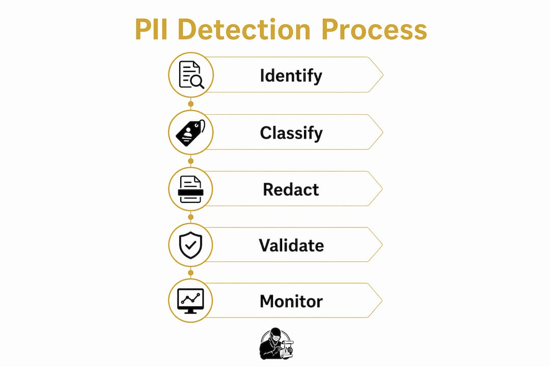 Infographic showing stages of PII detection process