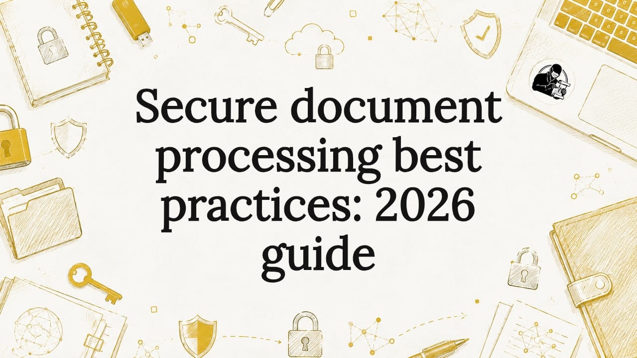 Decorative title card with security icons