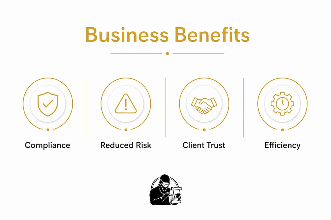 Infographic showing key business benefits of secure document brokers