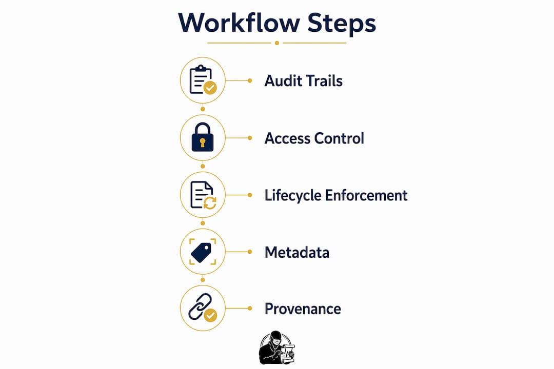 Infographic showing key safe document workflow steps