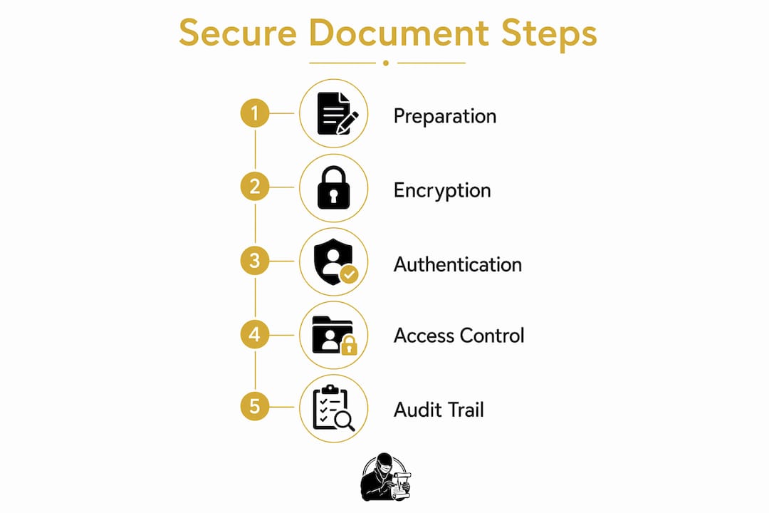 Infographic showing secure banking document drafting steps