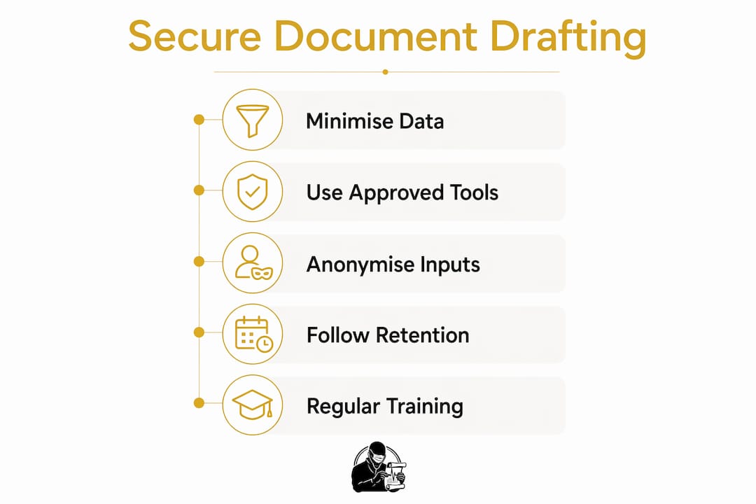 Infographic illustrating secure document drafting steps