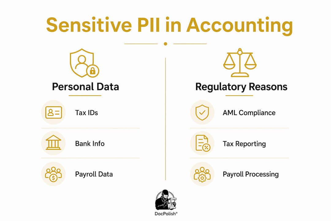 Infographic showing sensitive PII categories and regulatory reasons