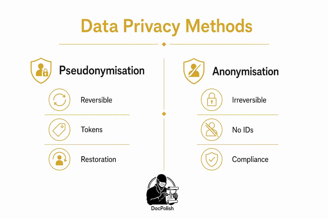 Infographic comparing pseudonymisation and anonymisation
