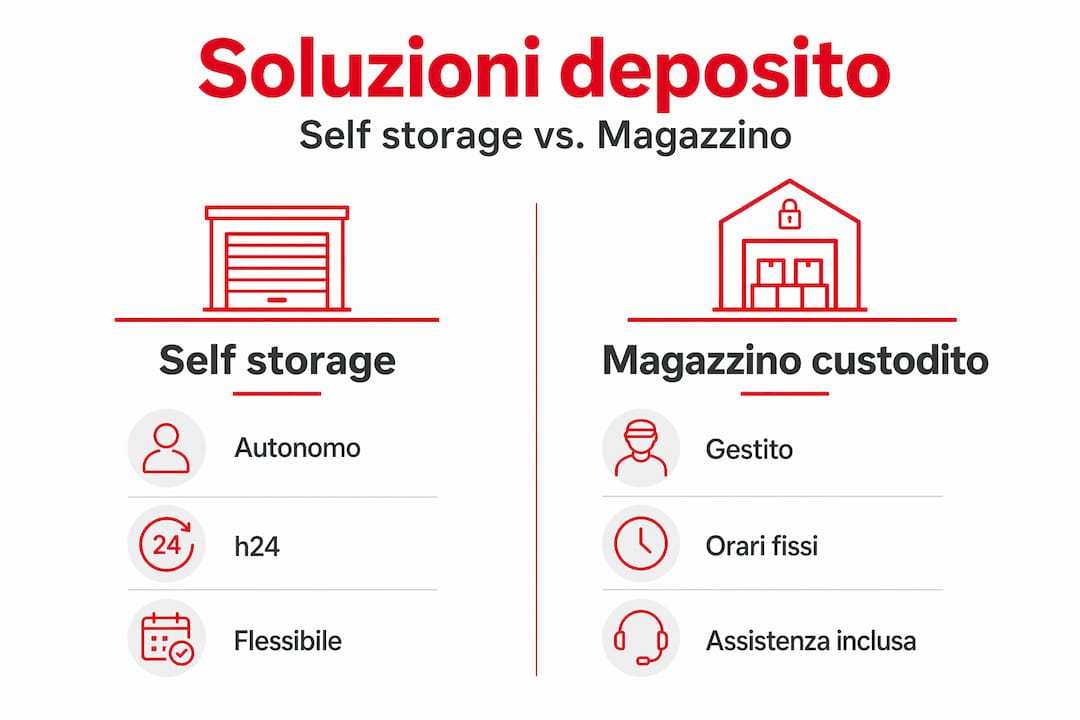 Infografica: differenze tra self storage e deposito custodito