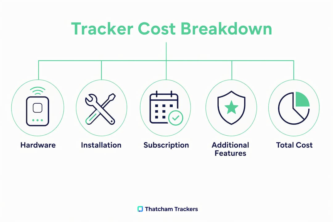 Infographic illustrating components of approved car tracker costs