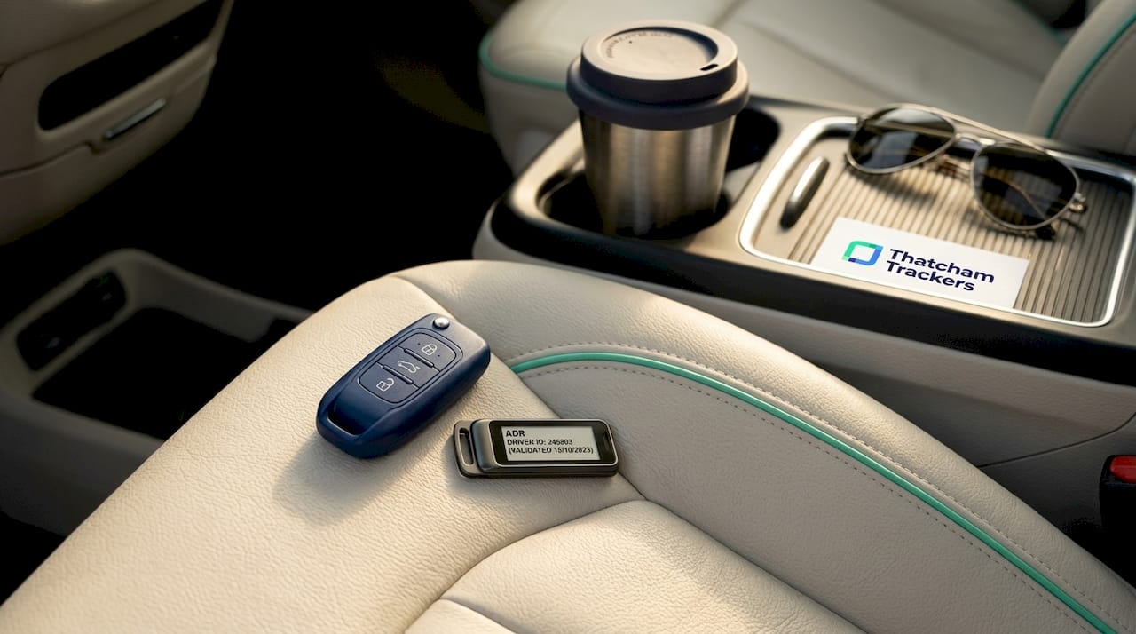Car key fob with ADR identification tag on seat
