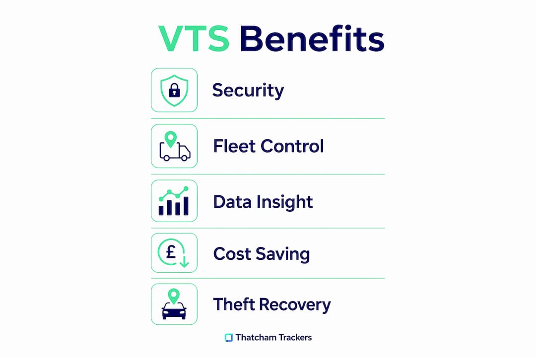 Infographic showing main benefits of vehicle tracking system
