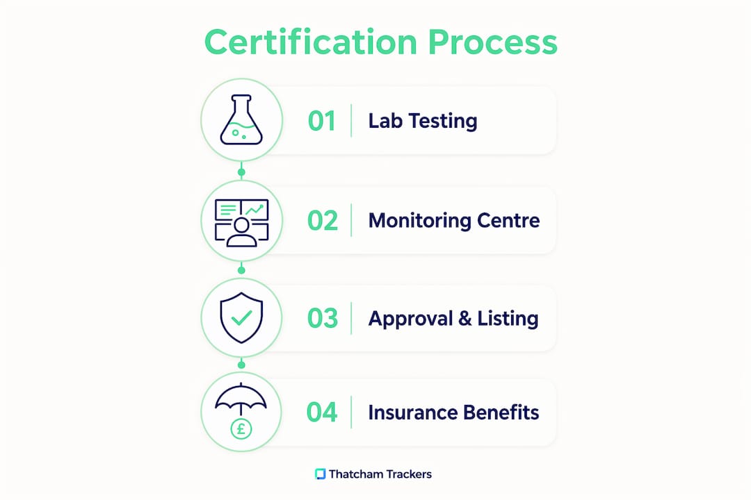 Infographic showing vehicle tracker certification steps