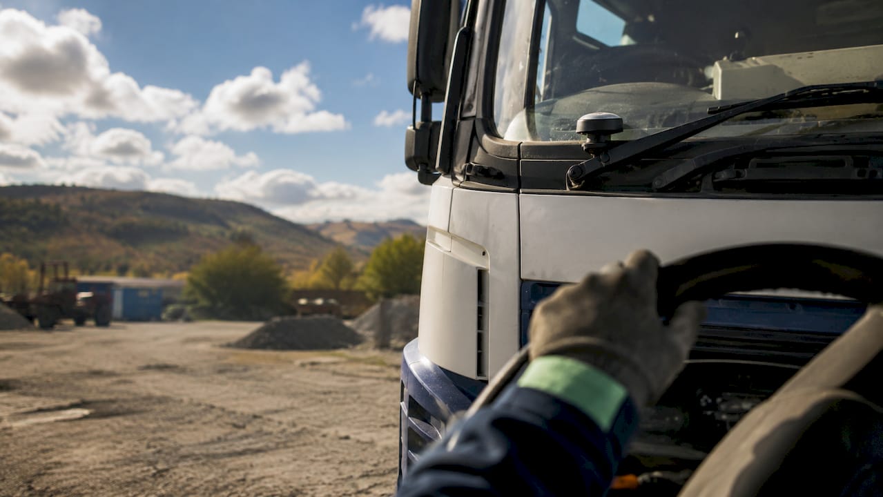Heavy vehicle GPS antenna dashboard close-up