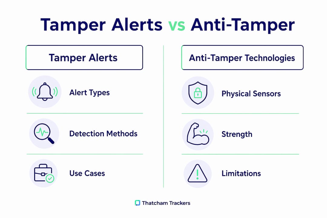 Infographic comparing tamper alerts and anti-tamper technologies